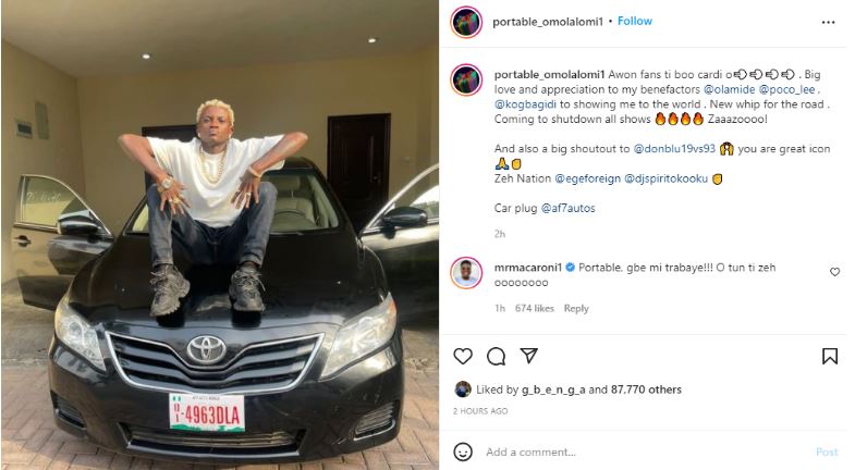 Zazoo Zeh crooner Portable acquires a car